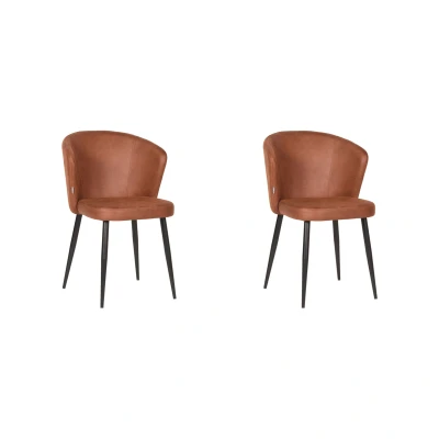 Afbeelding van LABEL51 Wave eetkamerstoel microvezel cognac PU leer