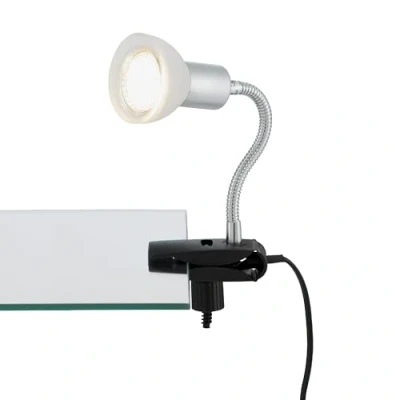 Afbeelding van BRILONER LED klem licht nachtlampje leeslampje kabel schakelaar flex arm 1xGU10 3 W wit metaal glas