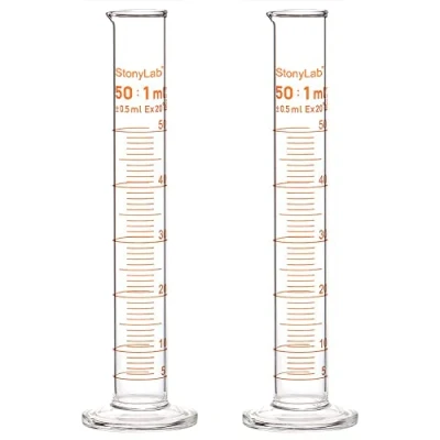 Afbeelding van stonylab 2 Pack Borosilicaatglas Zwaarwandige Maatcilinder Gegradueerde Cilinder, 50 ml