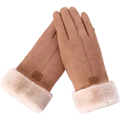 Afbeelding van Handschoenen Dames Fleece Touchscreen Bruin One size
