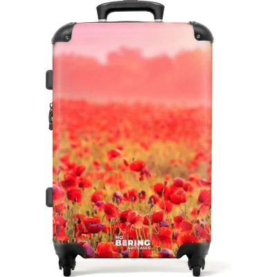 Afbeelding van NoBoringSuitcases.com® Koffer groot Rolkoffer lichtgewicht Klaprozen bij zonsondergang Reiskoffer met 4 wielen Grote trolley XL 20 kg bagage