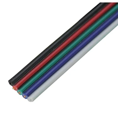 Afbeelding van 5m RGBW LED Verlengkabel Platte kabel Rood Groen Blauw Wit Zwart