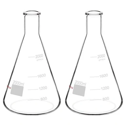 Afbeelding van stonylab (2 Stuks) 2000 ml Erlenmeyer Glazen Kolven met Smalle Mond en Stevige Rand, 2 L Liter)