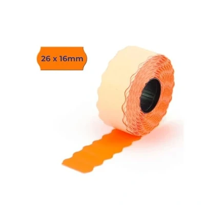 Afbeelding van POKORNYS 2200 zelfklevende etiketten voor prijskaartjes (oranje / 26 x 16 mm) I permanent hechtend markering tweeregelig prijsetiketten handmarkeringen met golfrand ​