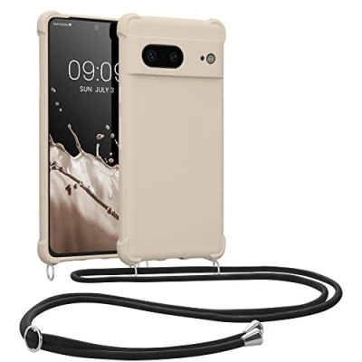 Afbeelding van kwmobile telefoonhoesjegeschikt voor Google Pixel 7 Hoesje van siliconen met telefoonkoord In crème