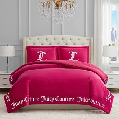 Afbeelding van Juicy Couture Dekbedset Gotisch design beddengoed Queen 3 delige set inclusief (1) dekbed van 228,6 x 233,7 cm en (2) 50,8 66 shams kreukbestendig Premium slaapkamerdecoratie
