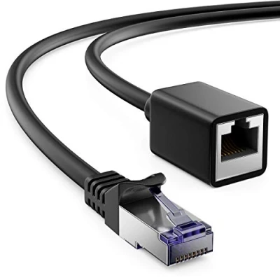 Afbeelding van deleyCON 10m CAT7 Patchkabelverlenging voor Ethernet LAN Netwerkkabel CAT 7 Ruwe Kabel met RJ45 Stekker op Bus S/FTP Koper PiMF 600MHz Zwart