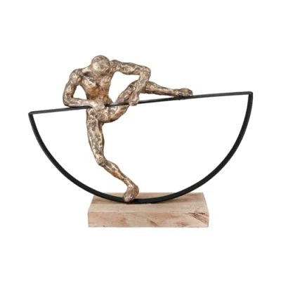 Afbeelding van Casablanca grote decoratieve figuur sculptuur man XL decoratiefiguur van aluminium hout kleur: brons decoratie geschenk motivatie verjaardag hoogte 32 cm