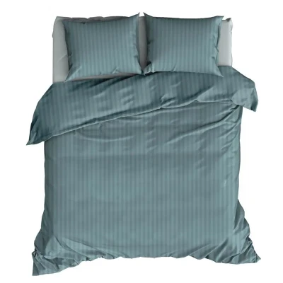 Afbeelding van Dekbedovertrek Satin d&#039;Or Satijn Streep Smoke Blue 260 x 200 / 220 cm Extra Breed