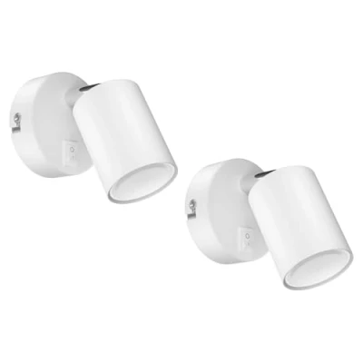 Afbeelding van ledscom.de 2 wandspot WAIKA, éénvlamig, met schakelaar, GU10, wit mat, incl. 450lm LED GU10 lamp, warm