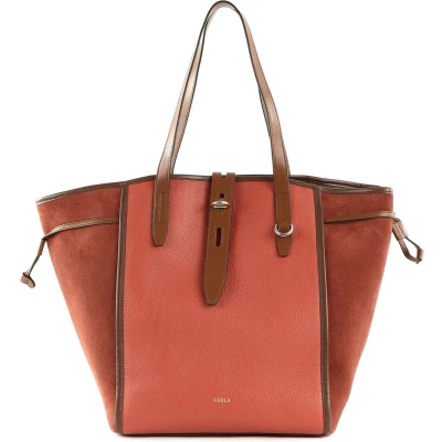Afbeelding van FURLA Leren Shopper Schoudertas Net Tote Bag Toni Cannella Rood