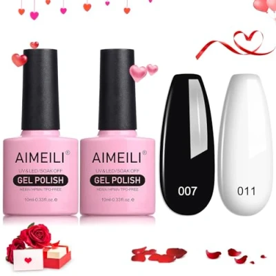 Afbeelding van AIMEILI uv Gel Nagellak Set Gellak Kleur Gelnagel Soak Off Polish Zwart Wit