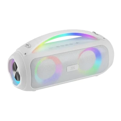 Afbeelding van MARSGAMING MS PULSE, Draagbare Bluetooth Speaker 50W RMS, RGB verlichting, 2 Actieve Drivers 93mm + Ultra Bass Passieve Drivers, Handsfree, USB/MicroSD/AUX/FM, Handvat en Draagriem, Wit