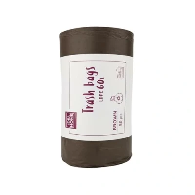Afbeelding van IDEA HOME LDPE Afvalzakken, 50 stuks, duurzaam, voor gerecyclede containers, de keuken, 60 l, bruin