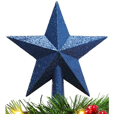 Afbeelding van Christmas Concepts® 20 cm Glitter Boom Top Ster Decoratie Kerstboom Topper (Midnight Blue)
