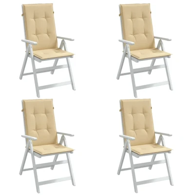 Afbeelding van Stoelkussens 4 st hoge rug 120x50x4 cm stof gemêleerd beige
