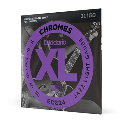 Afbeelding van D&#039;Addario ECG24 Chroom Flat Wound snarenset voor elektrische gitaar, Jazz Dun, 11 50