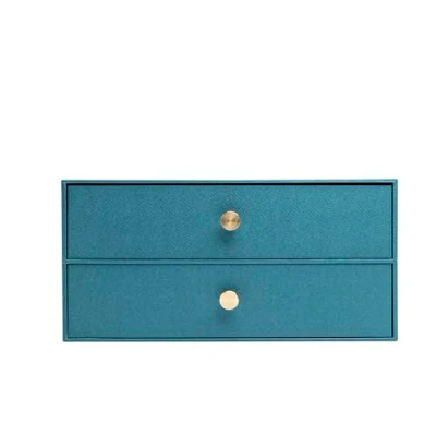 Afbeelding van Exacompta Ref. 30603E Office By Me opbergmodule met 2 lades Van gerecycled karton Voor A4+ documenten Afmetingen: 17x 35,5 x 27 cm diep Kleur: eendenblauw