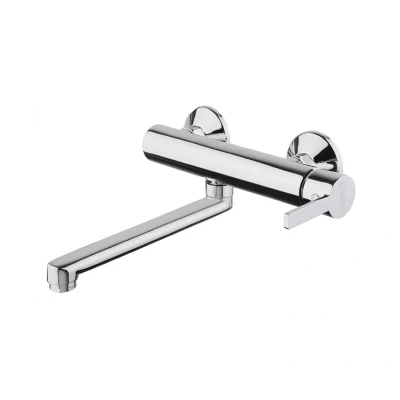Afbeelding van Wastafelmengkraan Wandmontage Sapho Espada 1 hendel Uitloop Recht 20 cm Chroom