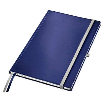Afbeelding van Leitz A4 notitieboek, 80 vellen, hardcover, incl. 2 bladwijzers, stijl geruit titaniumblauw.