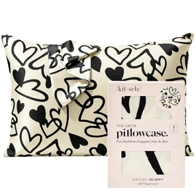 Afbeelding van Kitsch Satijnen kussensloop voor haar en huid Queen Size, zachter dan moerbeizijde kussenslopen, 19x26 verkoelende kussenslopen met rits, zachte, gladde comfortabele kussensloop, geschenken
