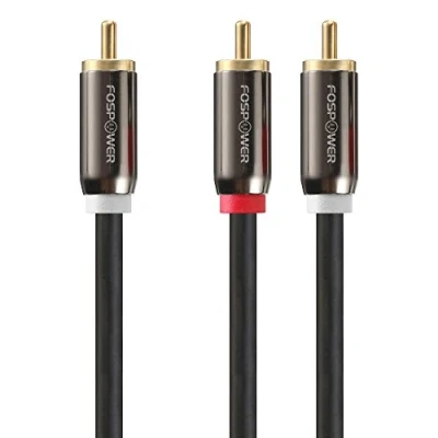 Afbeelding van FosPower 1 RCA naar 2 Dual Audiokabel (1,8 m/afgeschermd/24 karaat verguld) stekker Y splitter subwoofer kabel