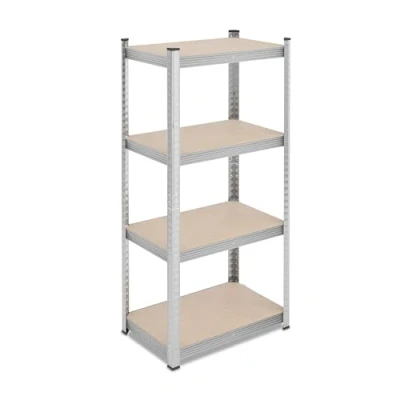 Afbeelding van Relaxdays stellingkast, HBD: ca.138x60x40 cm 200 kg, verzinkt, staal, stellingrek kelder, garage, berging, modulaire opbergstelling, zilver