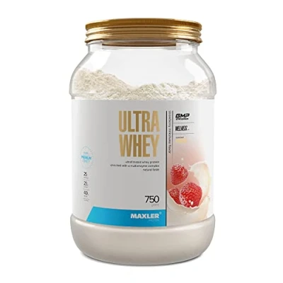 Afbeelding van Maxler Ultra Whey Protein 23 g eiwit per portie Puur weiproteïnepoeder Weiproteïneconcentraat, weiproteïne isolaat, weiproteïnehydrolysaat Met BCAA Aardbeienmilkshake 750g