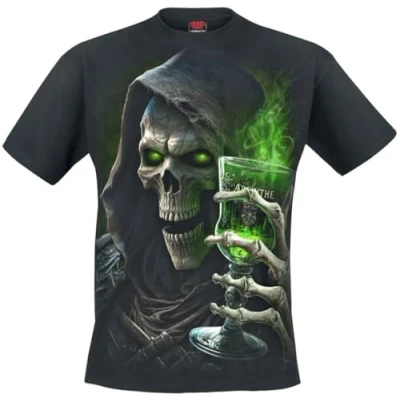 Afbeelding van Spiral The Green Fairy T shirt zwart L 100% katoen Alcohol, Basics, Horror, Rock wear, Schedels