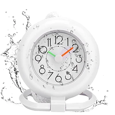 Afbeelding van Badkamerklok, badkamer klok klein waterdicht douche timer wekker digitale keuken wandklok (wit)