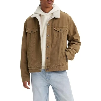 Afbeelding van Levi&#039;s Heren type 3 Sherpa Trucker jeansjack, Washed Cougar Canvas, S