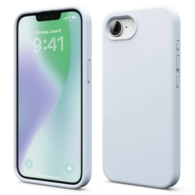 Afbeelding van elago Compatibel met iPhone 16e, Premium Liquid Silicone Hoesje, Volledige Beschermende Cover, Schokbestendig, Krasbestendige Zachte Microvezel Voering (Licht Blauw)