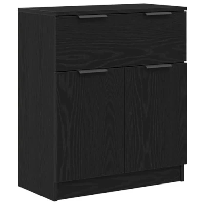 Afbeelding van vidaXL Chique zwart eiken buffet dressoir met getextureerde afwerking en veel opbergruimte voor eetkamer woonkamer meubels modern houten stijlvolle eenheid huisorganisatie functionele