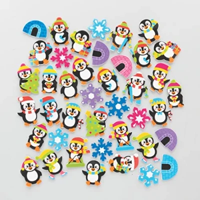 Afbeelding van Baker Ross FC249 Penguin Foam Stickers Pak van 200, Kinder stickers, Ideaal voor Knutselprojecten, Geweldig Kaarten maken en het versieren plakboeken