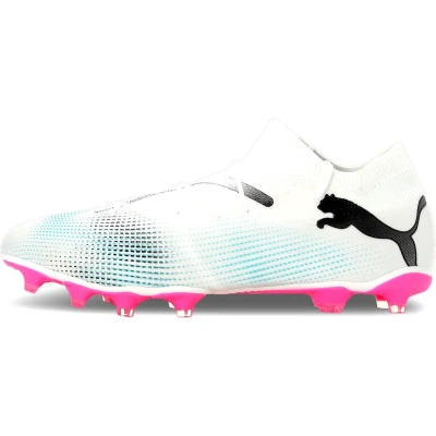 Afbeelding van Puma Future 7 Match FG/AG Voetbalschoenen met kunststof noppen, Heren, Maat: 44, White/black/poison pink Textiel/ synthetisch