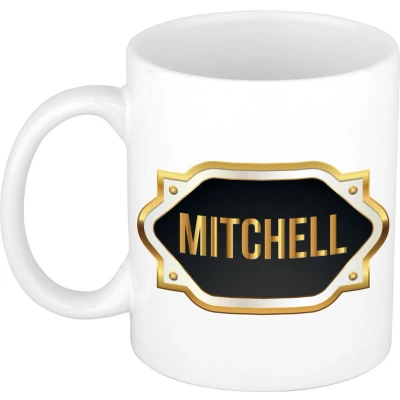 Afbeelding van Mitchell Naam / voornaam kado beker mok met embleem mokken