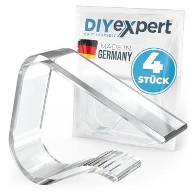 Afbeelding van DIYexpert Tafelkleedklemmen van kunststof, transparant, voor tafels tot 45 mm dikte