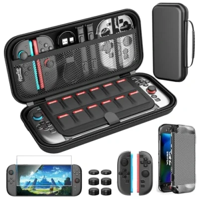 Afbeelding van HEYSTOP Switch 2 Case voor Nintendo 2, beschermende draagtas set met PC Cover en TPU Grip Joycon, grote capaciteit opslag ontwerp accessoires