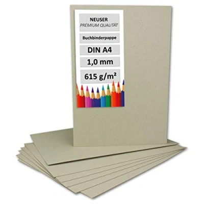 Afbeelding van NEUSER PAPIER 20 x boekbinderskarton, DIN A4, dikte 1,0 mm (0,1 cm gewicht: 615 g/m², formaat: 29,7 21,0 cm, kleur: grijs bruin