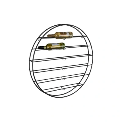 Afbeelding van Pt Wijnrek Rack Redondo Rond Voor Aan De Wand 10 Flessen Mat Zwart Ø80x9cm Nice thingZ
