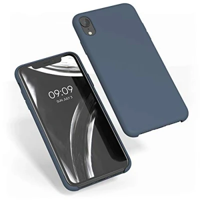 Afbeelding van kwmobile telefoonhoesje geschikt voor Apple iPhone XR Hoesje met siliconen coating Smartphone case in leisteen