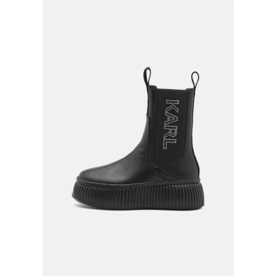 Afbeelding van KARL Lagerfeld Kreeper LONG GORE Enkellaarsjes met plateauzool, Dames, Maat: 36, Black Leer en textiel