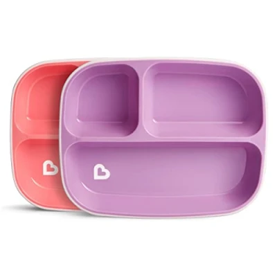 Afbeelding van Munchkin Splash 2 delige set peuterborden voor peuters, babyvoedingsset met babyborden, voedingsset borden, 6+ maanden, BPA vrij, roze/paars