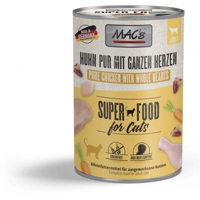 Afbeelding van 6x400g Kip Puur met Gevogelteharten MAC&#039;s Kattenvoer