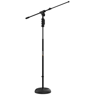 Afbeelding van AUDIBAX microfoonstandaard voor de vloer, verstelbaar, met Easy Block arm en hoogte verstelbaar Design in zwart Totale 157 cm E10