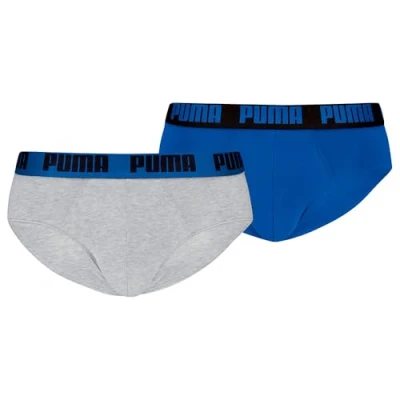 Afbeelding van Puma MEN Everyday Briefs 2 PACK Slip, Heren, Maat: XL, Blue/grey melange