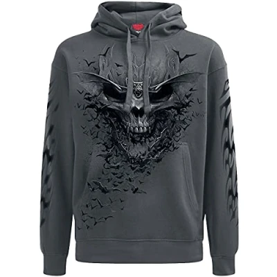Afbeelding van Spiral Hoodie/trui M BAT SKULL Grijs