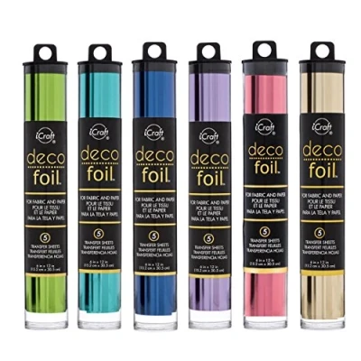 Afbeelding van Therm O Web Deco Folie Transfer Vellen Champagne Lente Groen Aqua Diepblauw Lila &amp; Roze Meloen Bundel van 6 Pakketten