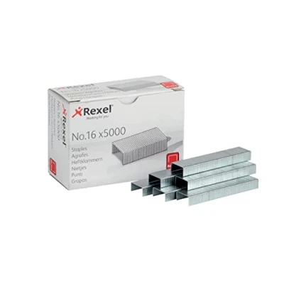 Afbeelding van Rexel No.16 24/6 mm standaard nietjes, voor nieten tot 20 vellen, te gebruiken met desktopnietmachines en tangen, doos van 5000, 6010