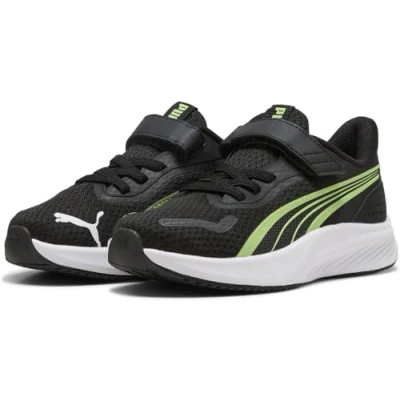 Afbeelding van PUMA Pounce LITE AC+ PS Sneaker, Zwart Spring Fern Wit, 13.5 UK Kind, Black 32.5 EU
